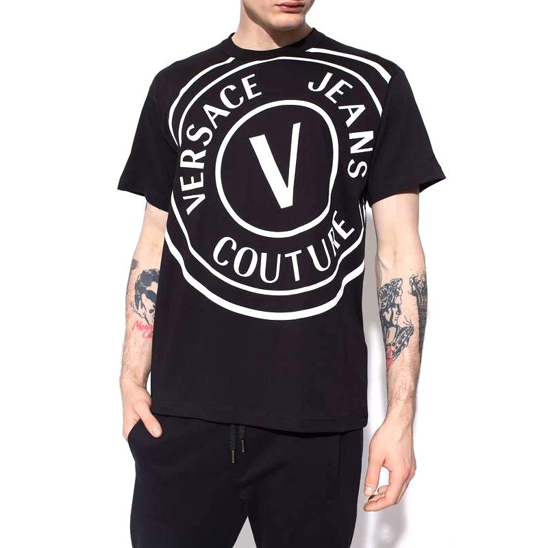 预售versace范思哲男装t恤经典款男士超大v字徽章休闲短袖polo衫预计4