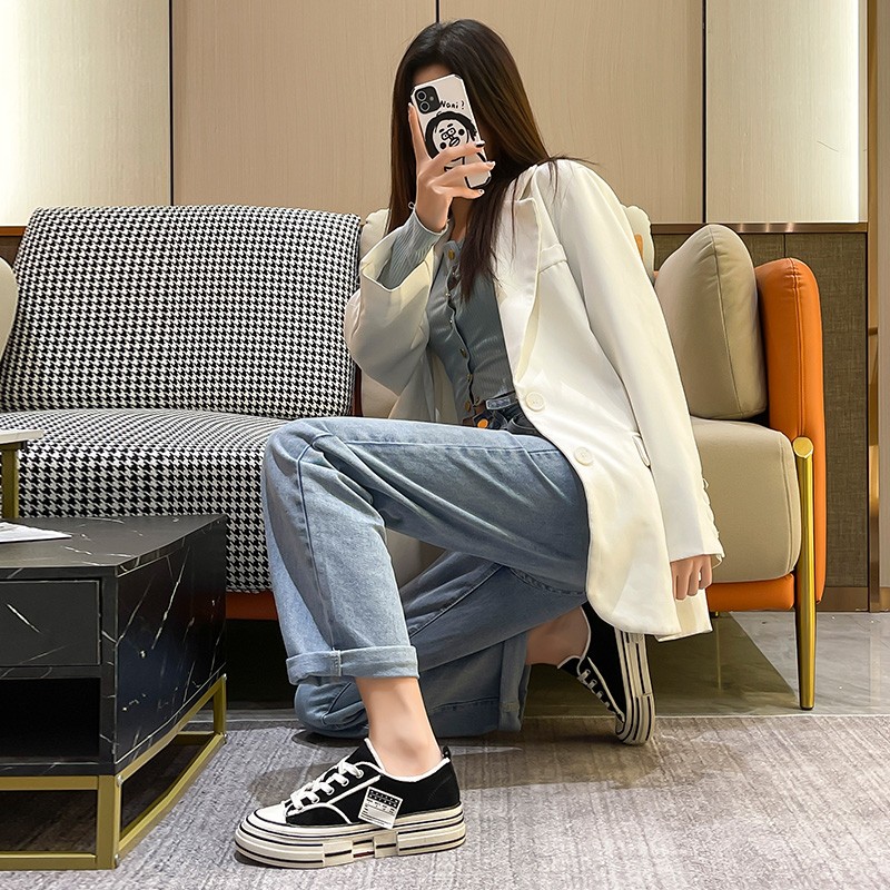 hvckkp轻奢侈品牌网红街拍饼干鞋帆布鞋女增高厚底小香风ins休闲鞋板