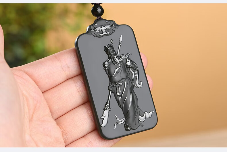 景曦新疆和田玉关公玉吊坠武财神男士山水玉坠玉石玉挂坠玉牌玉佩