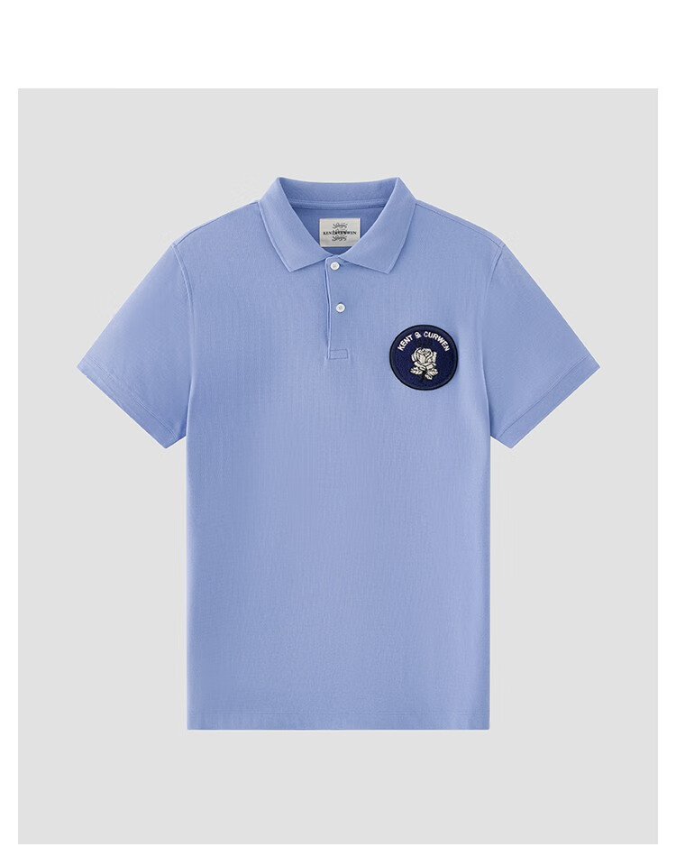 kentcurwen肯迪文夏季新款玫瑰植绒徽章纯色短袖polo衫男k45h9ei101粉