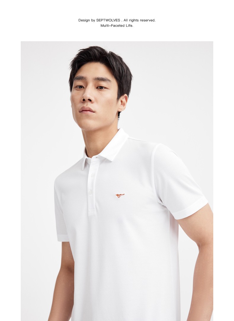 七匹狼短袖t恤男夏季新款小狼标男士polo保罗衫翻领短袖t恤时尚商务