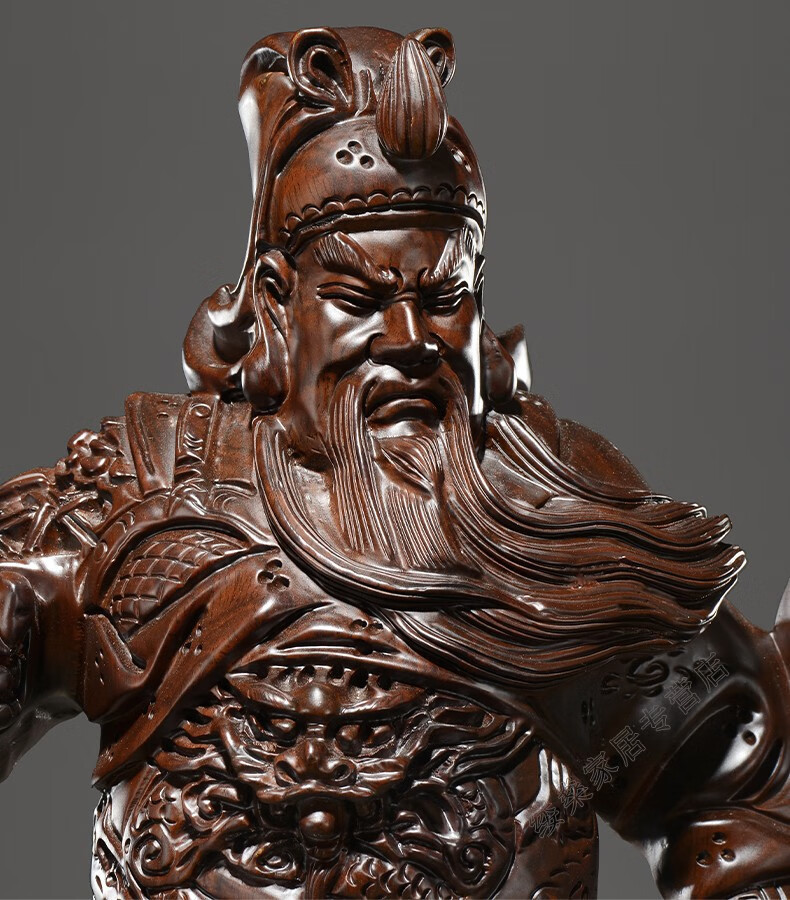 缕燊黑檀木雕关公摆件红木武财神实木大号立刀关二爷像关羽神像办公室