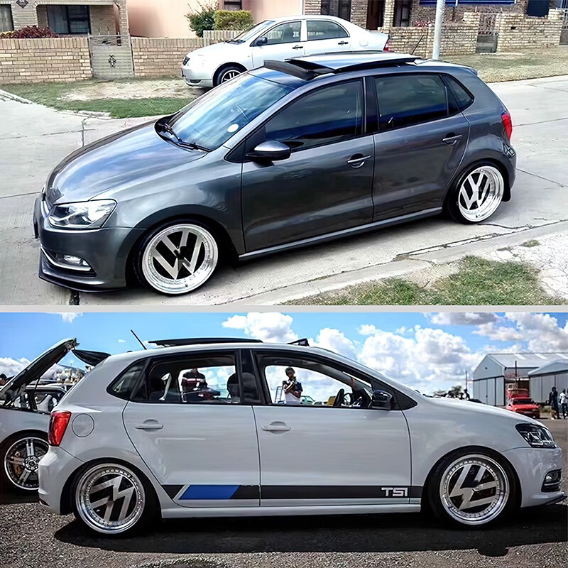 polo迈腾速腾vw轮毂改装宽边轮毂复古胎龄钢圈铝车轮a款黑色铆钉15