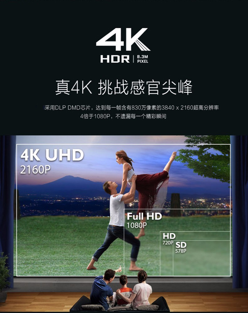 明基benq4k投影仪投影机家用超高清hdr蓝光3d家庭影院rk9000现货3200