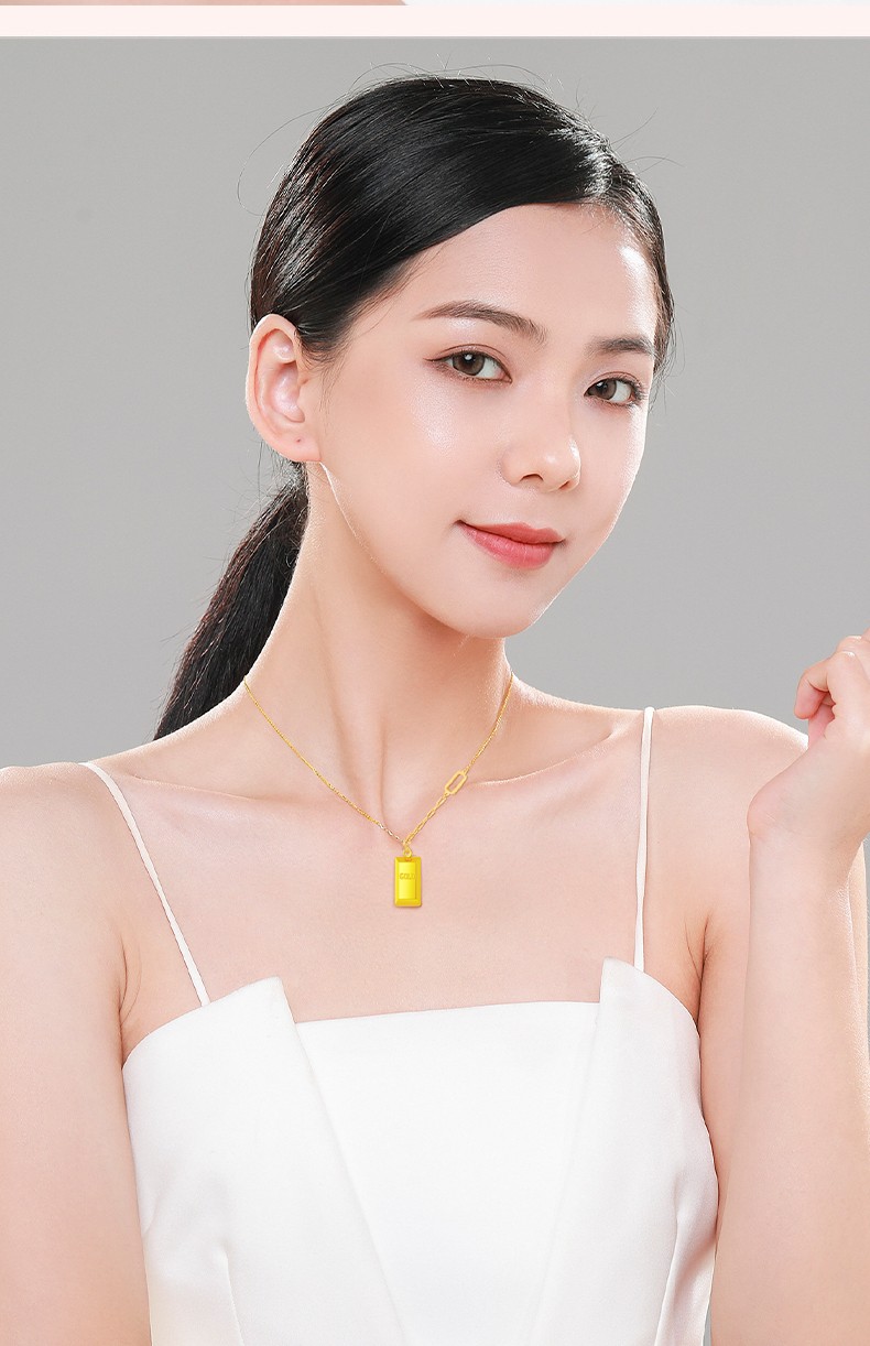 老凤凰黄金项链999足金5g暴富小金砖金项链金条套链女款可刻字送女友