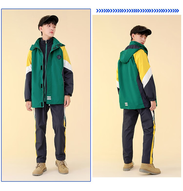 五六年级小学生冲锋衣校服套装加绒中学生高中班服秋冬季三件套幼儿园