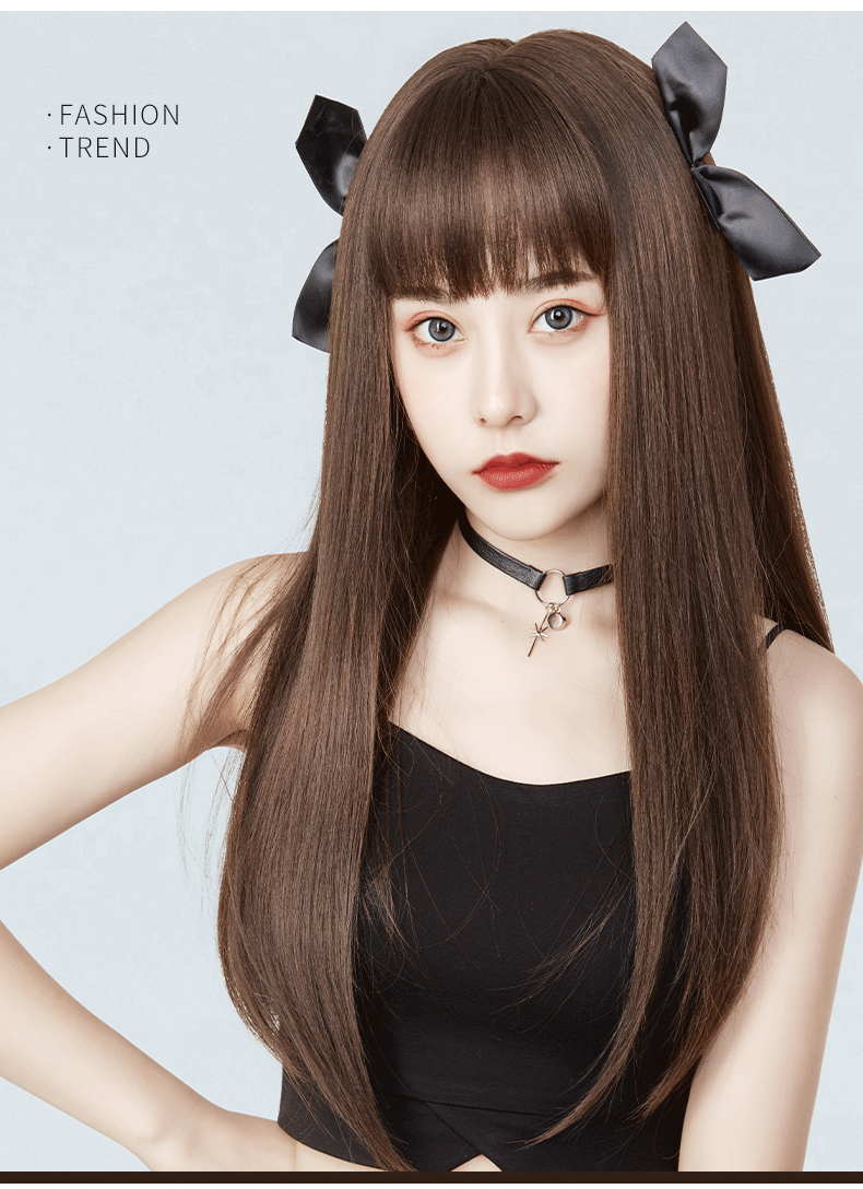 佰美丝假发女长直发假发发套修脸假头发时尚蓬松发型女梨花头发套齐