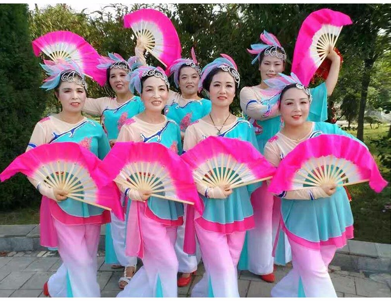 一尺二东北扭大秧歌扇单色二人转三色广场舞蹈扇跳舞扇子舞表演扇骨长