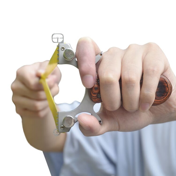 dq弹弓成人扁皮快压弹弓免绑皮筋不锈钢瞄点精准户外弹弓抢弹弓器瞄准