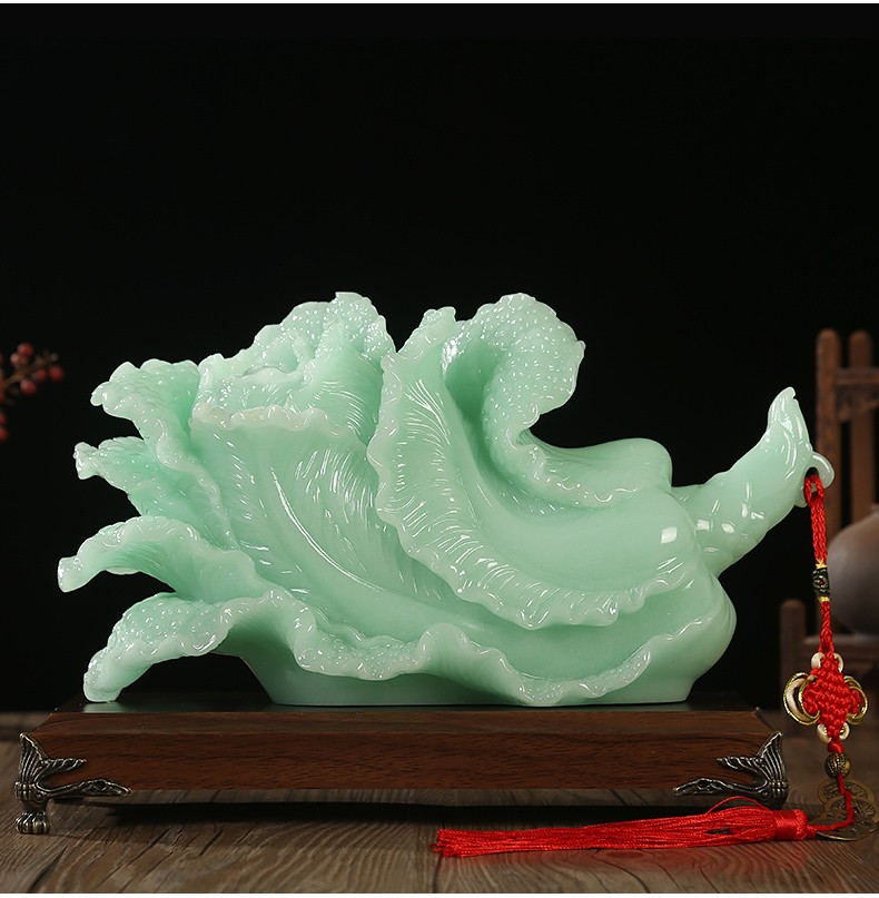 千禄隆新中式玉白菜摆件客厅酒柜装饰品办公室桌面摆设店铺开业礼品