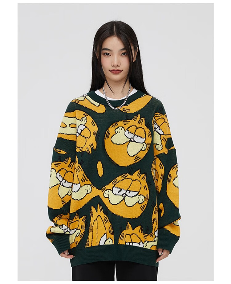 【男女同款】fun毛衣系列加菲猫联名套头毛衣卡通联名休闲毛衣 fgy