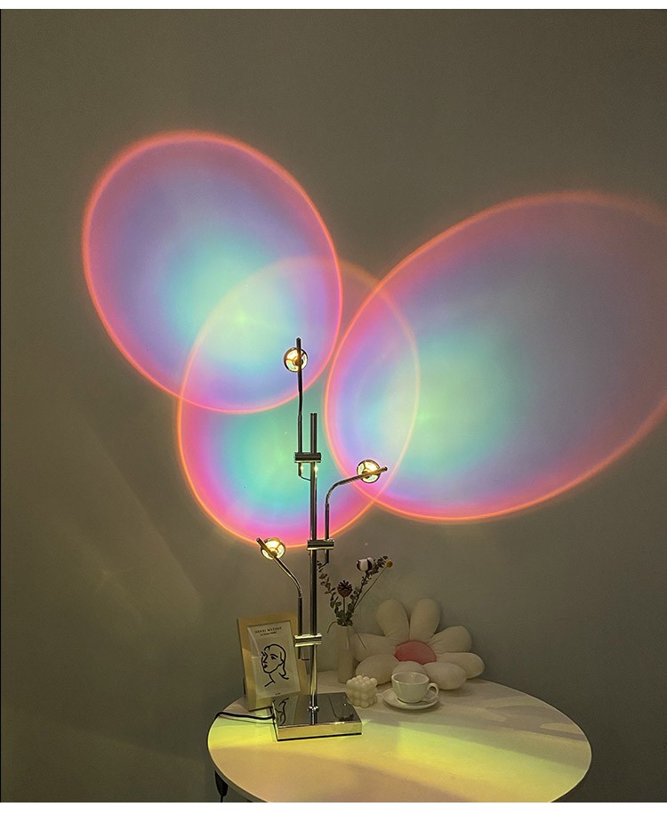 远盛达客厅光影落地灯创意网红艺术感背景墙设计师夕阳日落投影灯卧室