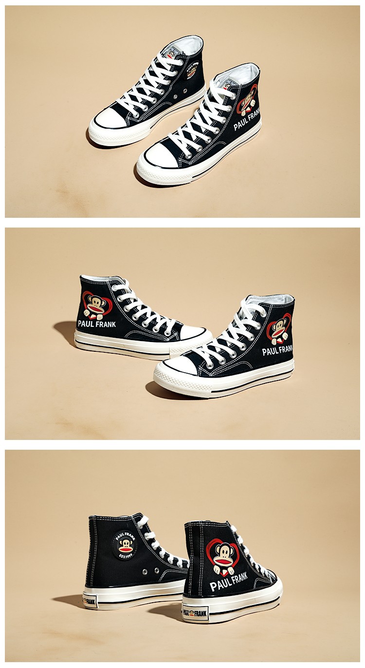 大嘴猴paulfrank高帮帆布鞋女学生鞋ins韩版平底日系街拍休闲鞋女生