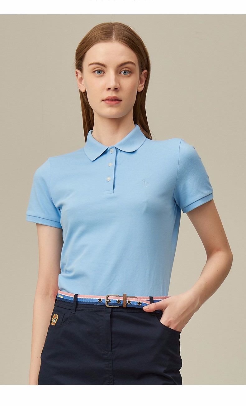 商场同款哈吉斯hazzys夏季t恤女时尚简约休闲polo衫astse00bx02c藏青