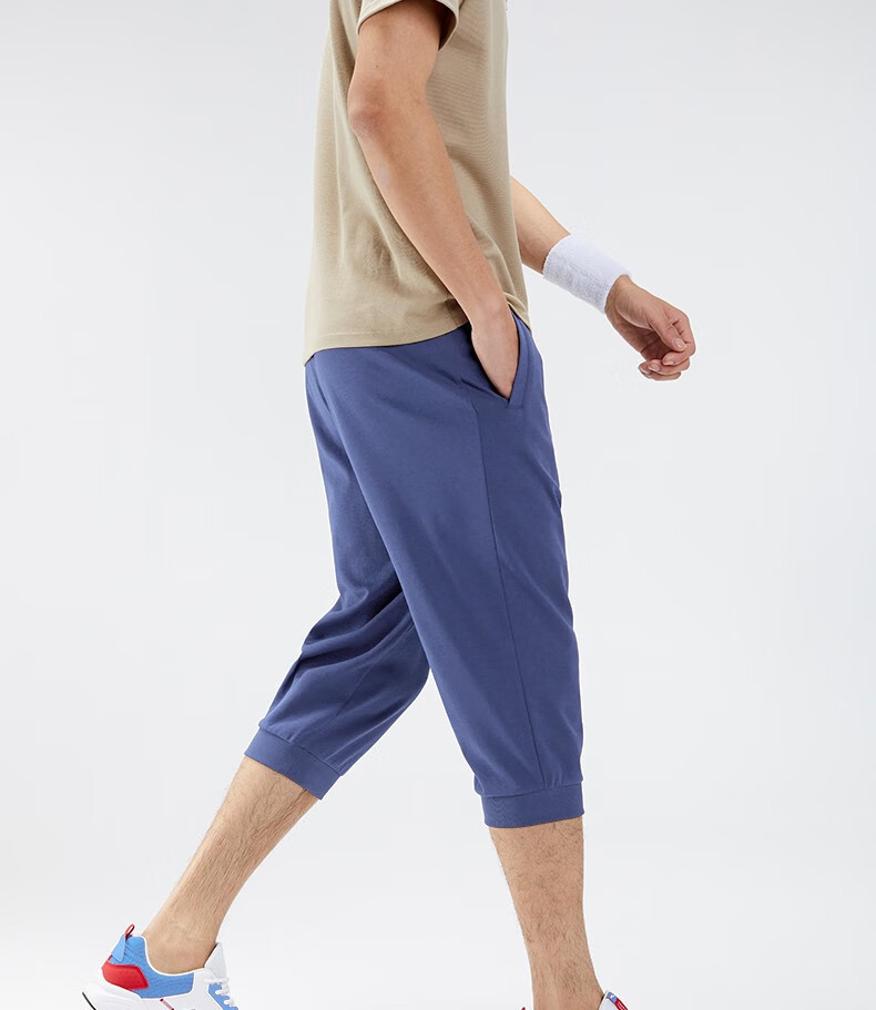 贵人鸟男裤运动裤夏季新款轻薄透气棉质针织七分裤休闲收口运动中裤