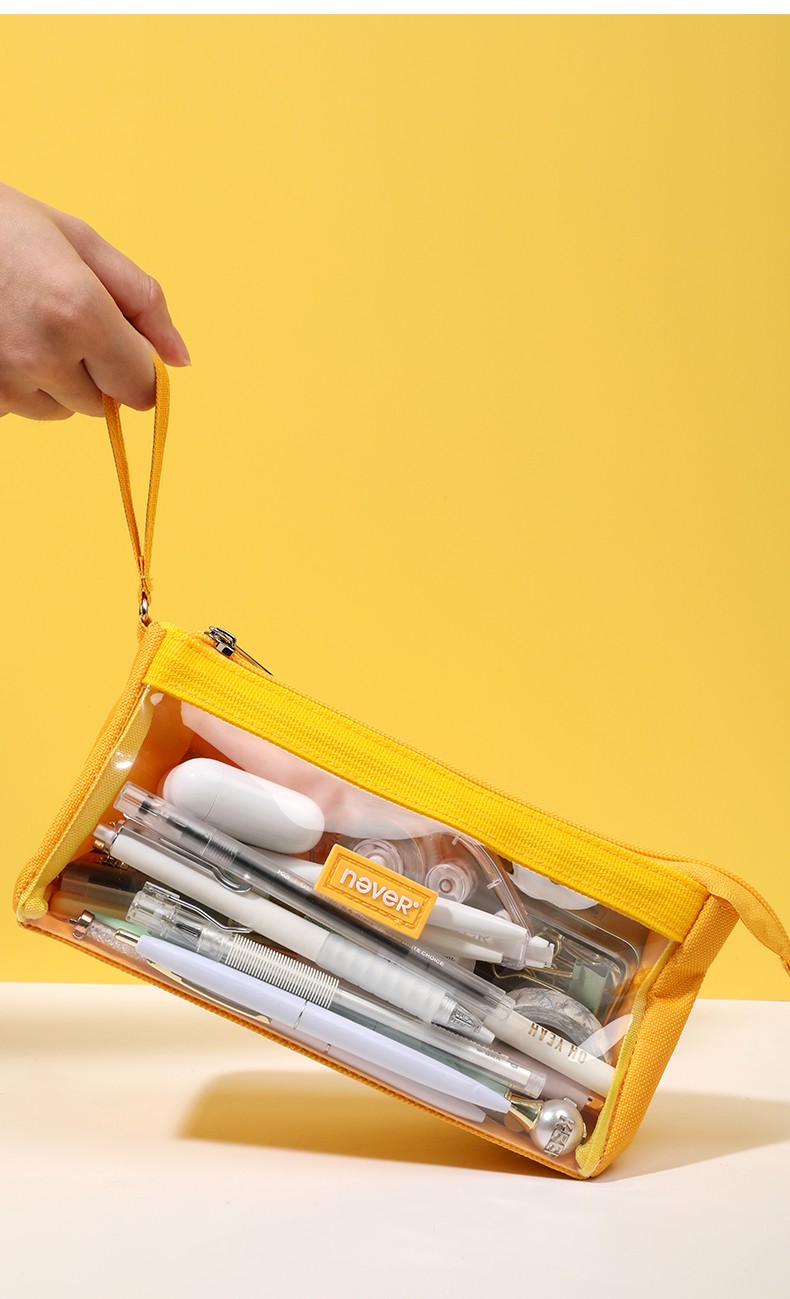 never巨能装笔袋ins日系高颜值小众透明简约糖果色2021新款流行中学生