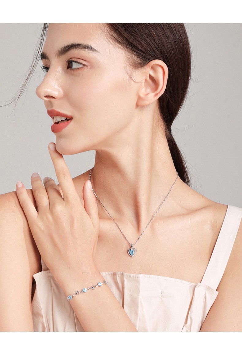 劳拉图pt950铂金项链女轻奢白金锁骨链海洋之心吊坠首饰送女朋友闺蜜