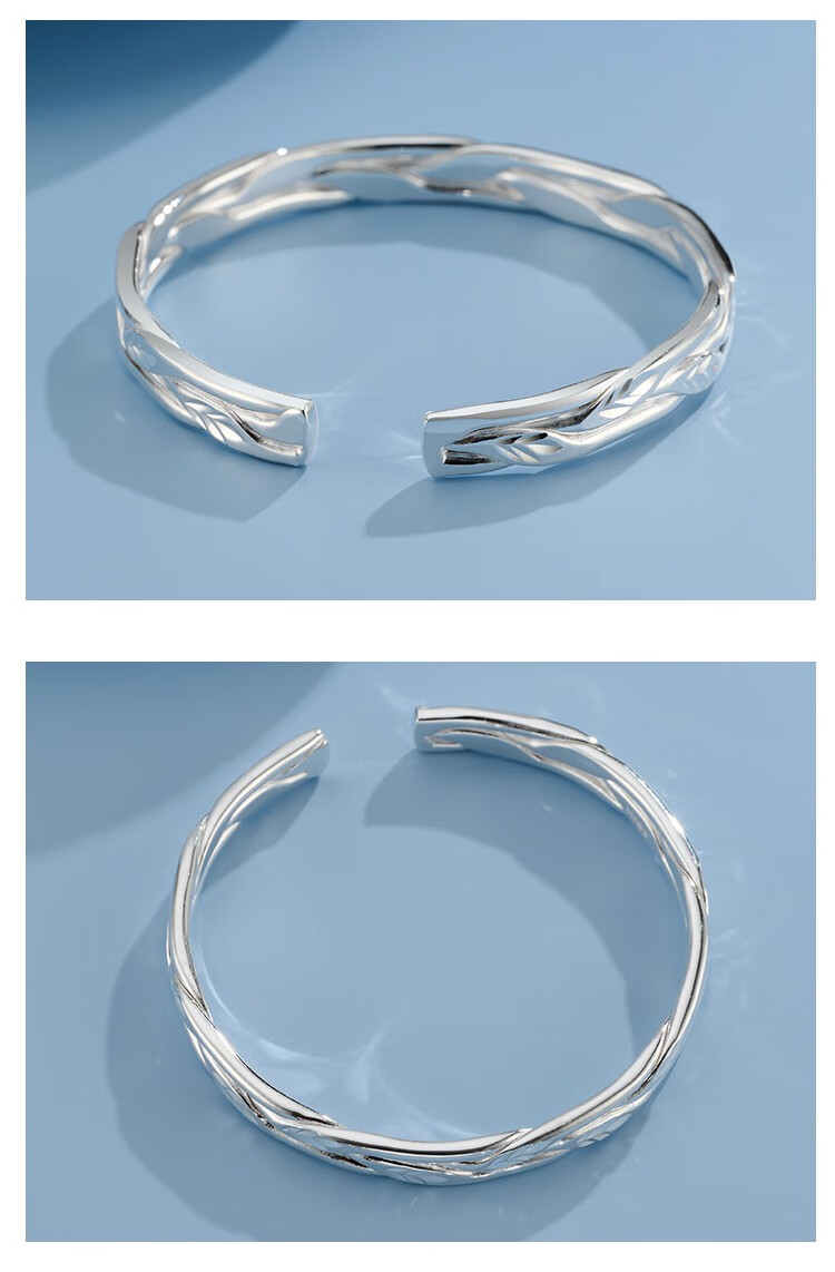 连理枝银手镯 玫瑰花证书【图片 价格 品牌 报价】-京东