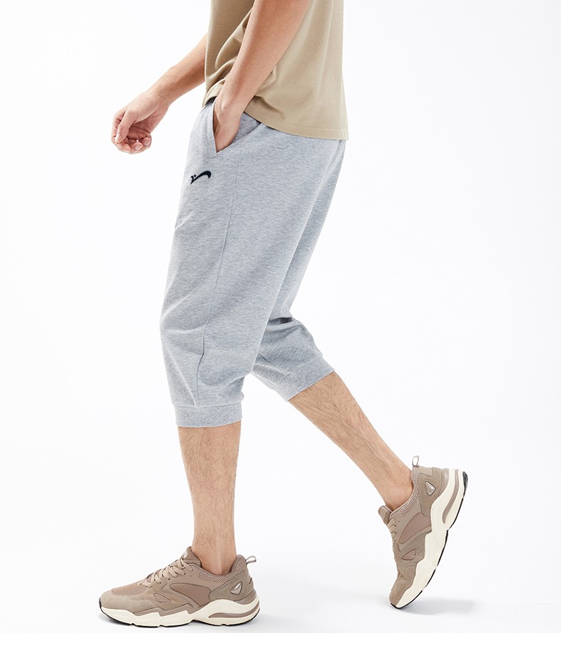 贵人鸟男裤运动裤夏季新款轻薄透气棉质针织七分裤休闲收口运动中裤