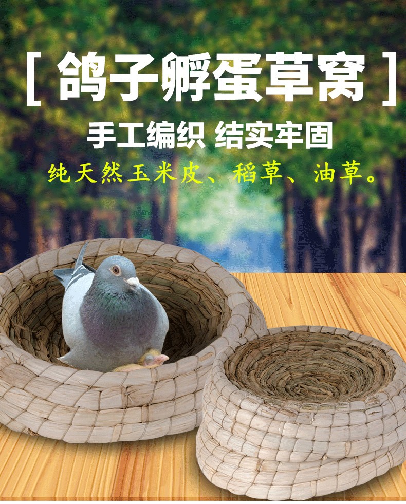 鸽子窝草窝信鸽鸟窝低价蛋窝垫草编巢盆兔子窝鸽子用品用具 油草防