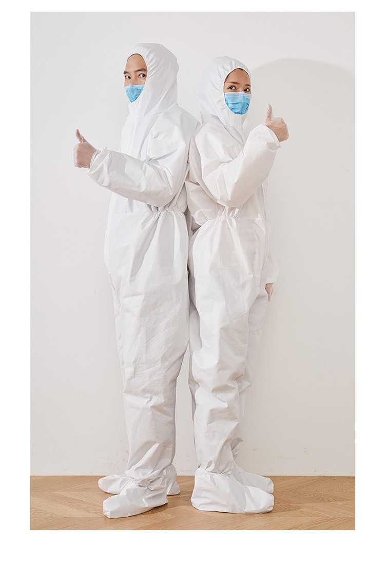 娅丽达连体防疫衣 防飞沫全身连帽隔离衣应急防护服 白色 165