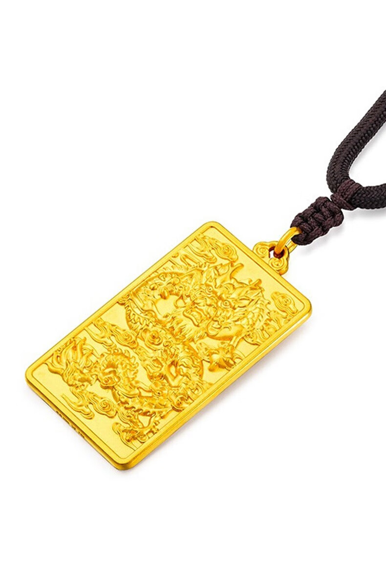 韩大福 古法黄金吊坠足金9999祥龙腾飞龙牌大金牌男款链坠实心计价按