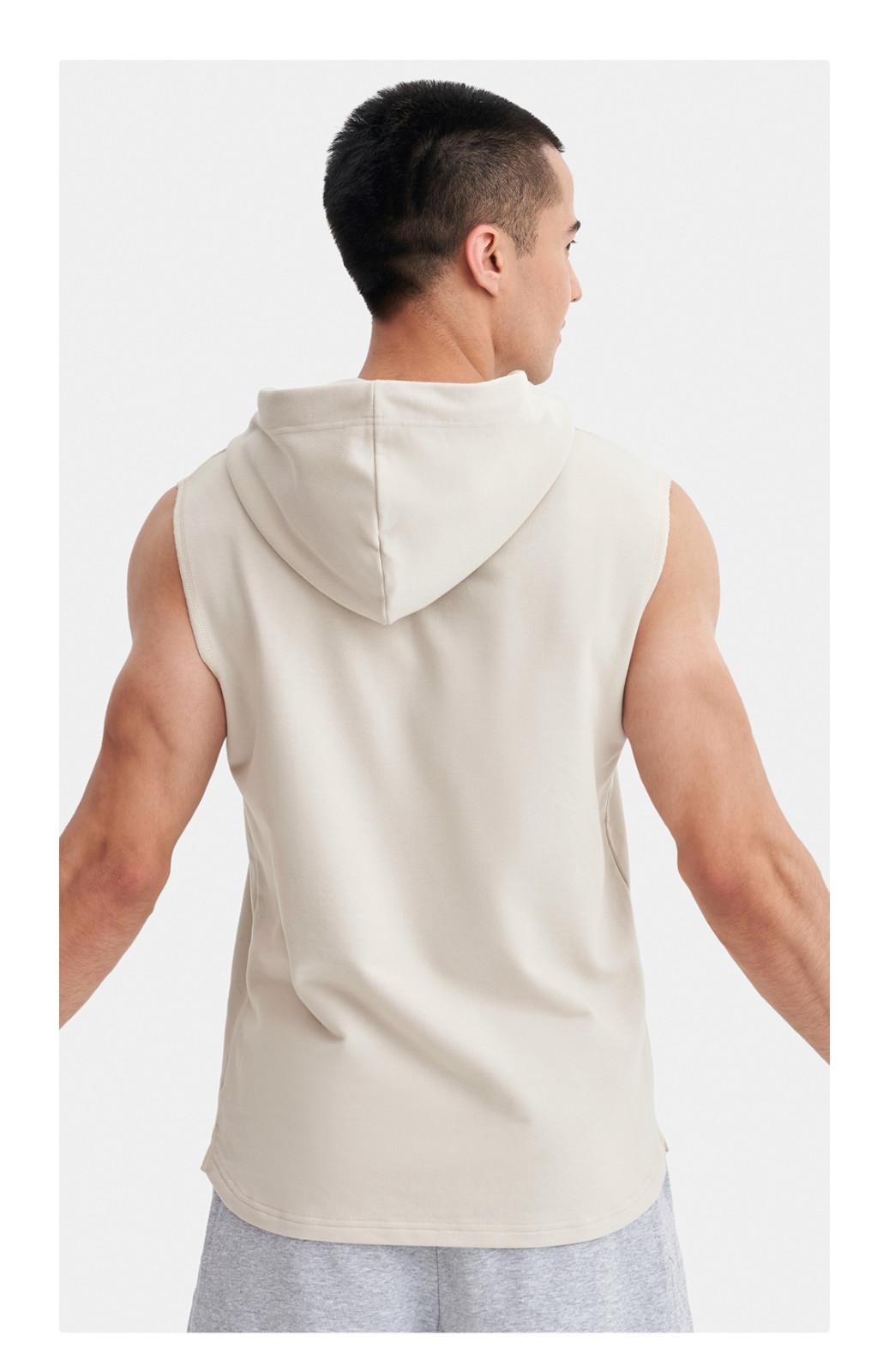 keep无袖连帽衫男夏季宽松健身运动坎肩训练篮球纯棉t恤12691羽白s