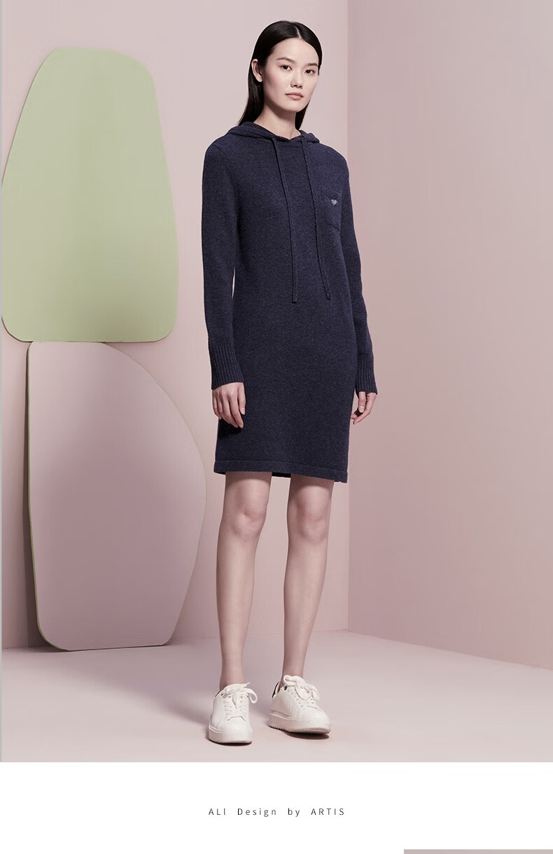 artis女装 宝蓝色绣花连帽毛衫裙ar5127003-110 蓝色 l【图片 价格 品