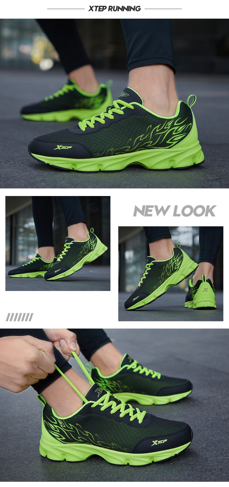 特步男鞋运动鞋春夏季新款跑步鞋网面透气品牌潮流风火鞋男士皮面休闲