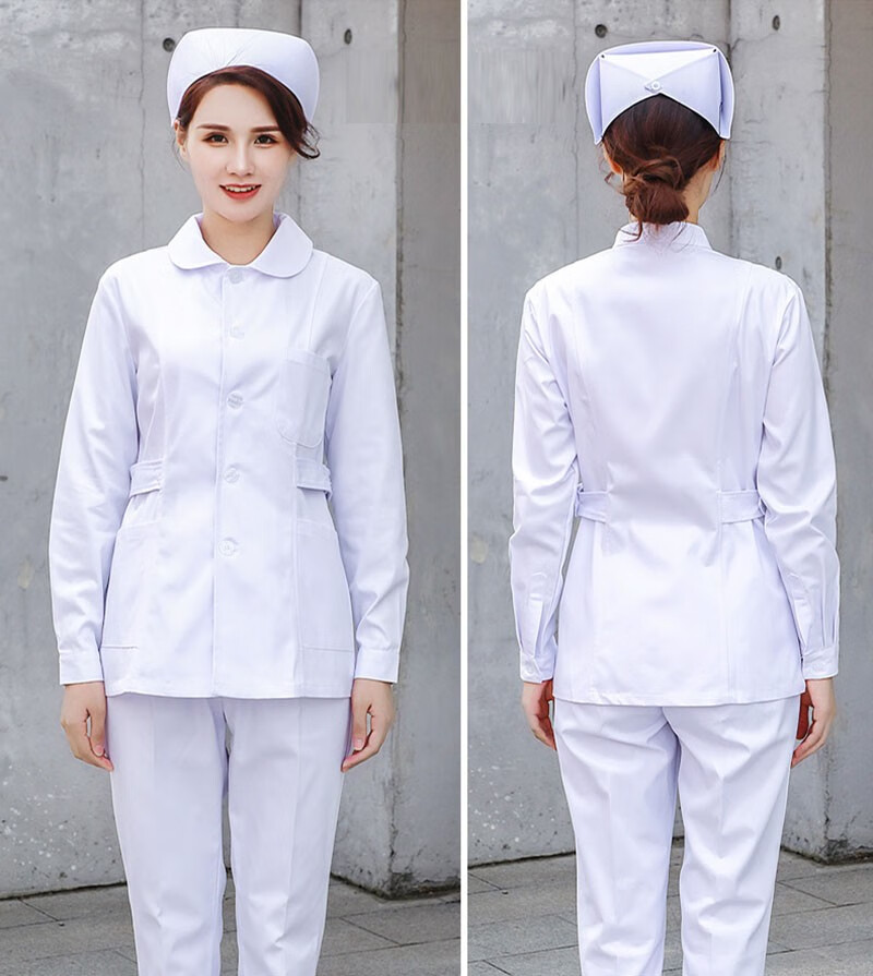 宁爵(ningjue)护士服长袖女短款分体套装两件套医护制服蓝色工作服