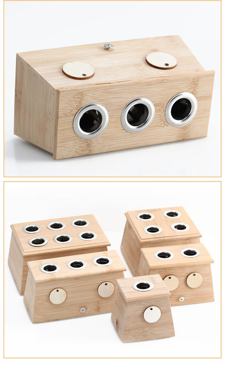 扶艾堂 竹灸筒随身灸 家用竹制防烫艾条盒温灸器艾灸筒 四孔 送艾器