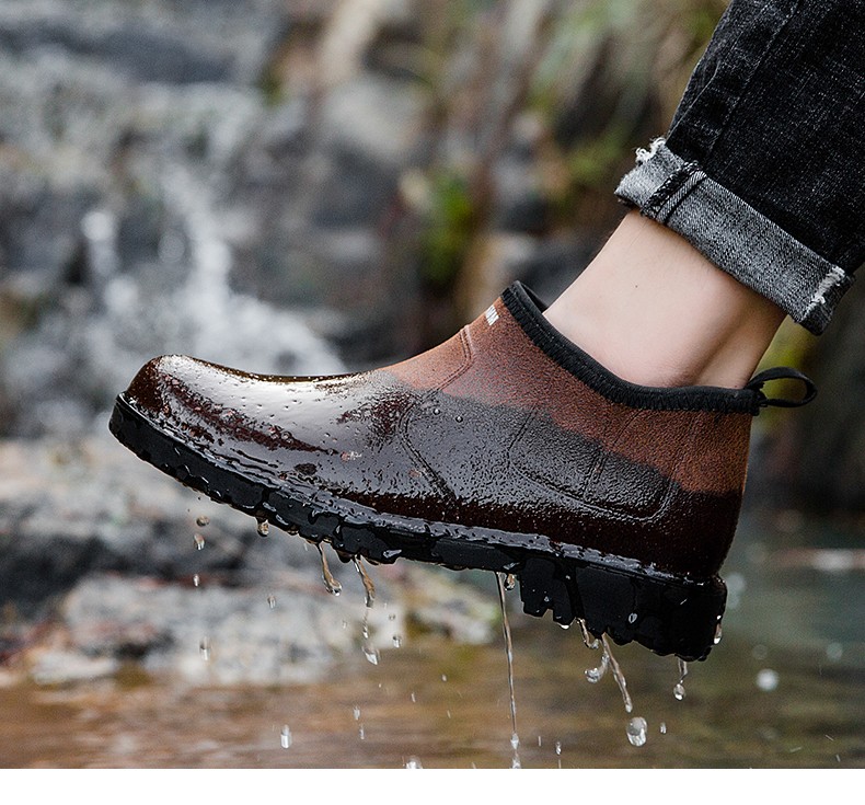 汐鲤时尚雨鞋男短筒低帮防水鞋钓鱼套鞋防滑耐磨厨房鞋户外洗车胶鞋