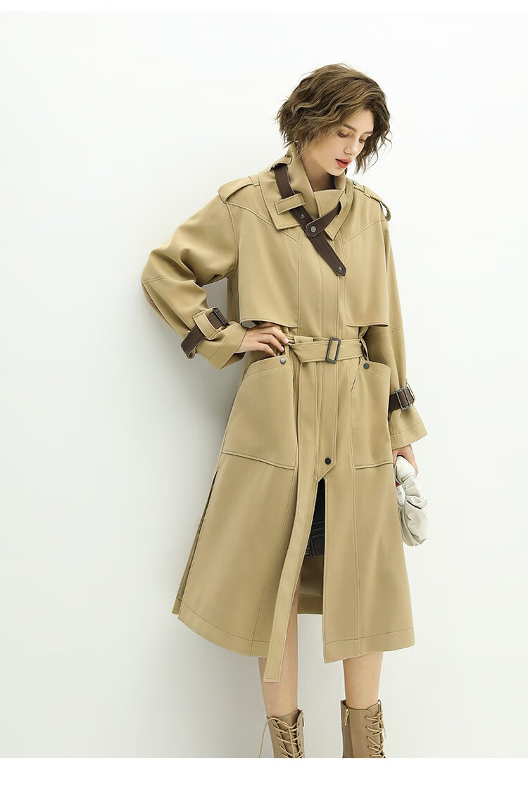 cocobella设计感优雅通勤卡其风衣女轻淑时尚长款休闲外套wn2卡其s