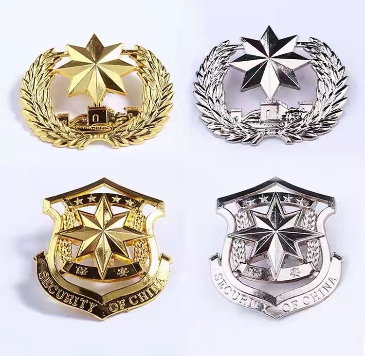 保安形象岗大檐帽黑色礼兵服专用帽金色麦穗八角金色保安帽徽飞行员大