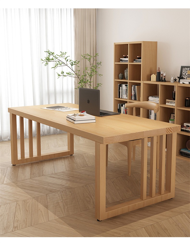 bui 客厅大书桌休闲区实木阅览桌长桌书房学习写字桌家用办公桌工作台