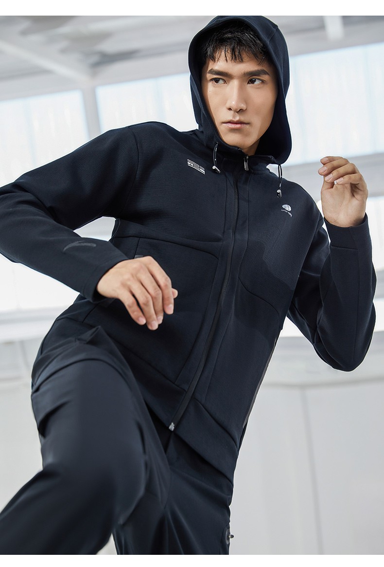 安踏(anta) 运动外套男士2022秋季新款连帽运动服针织休闲开衫夹克