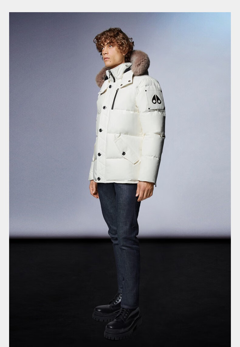 moose knuckles3q 男士经典修身短款羽绒夹克外套 海军蓝色/自然色狐