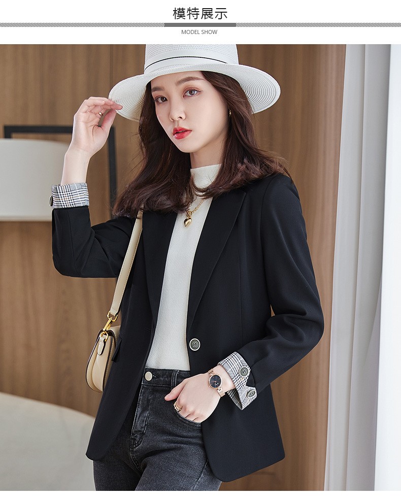 yun品牌卡其色西装外套女小个子2022春秋新款气质休闲小西服上衣黑色s