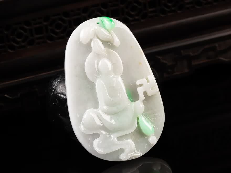冰芝玉翡翠珠宝无相佛牌子2838g
