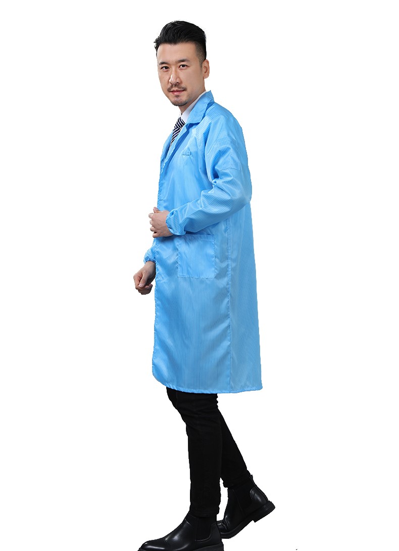 叙耳静电衣无尘服电子厂蓝色工作服大褂男女长款洁净车间防静电大褂