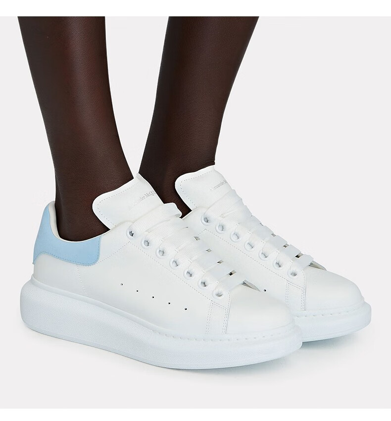 alexander mcqueen亚历山大·麦昆女鞋小白鞋绒面蓝尾运动鞋牛皮增高