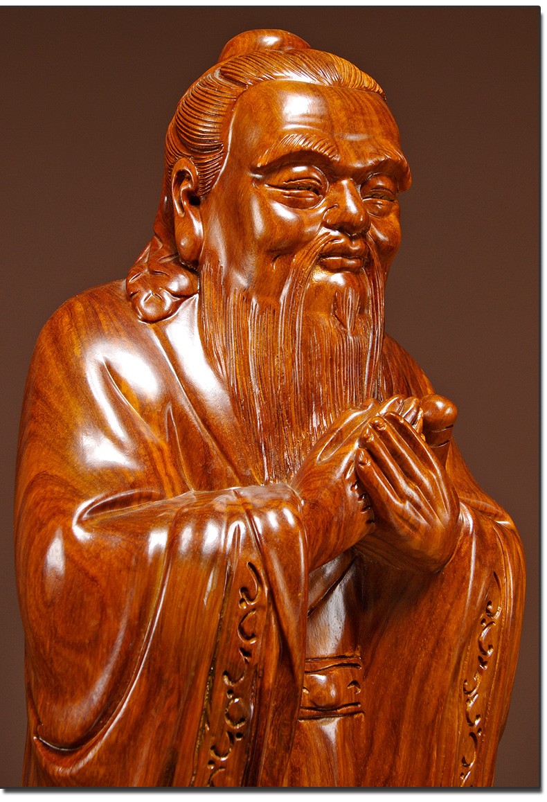 浣彩 花梨木雕孔子摆件实木孔夫子圣人雕像学院开业庆典饰品教师节