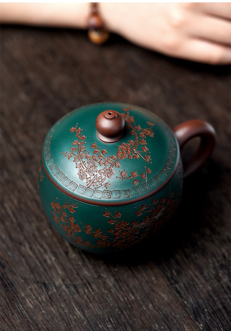 枫岚情 珍藏宜兴紫砂杯名家毛方荣纯全手工泡茶杯男女士盖杯圆满墨梅