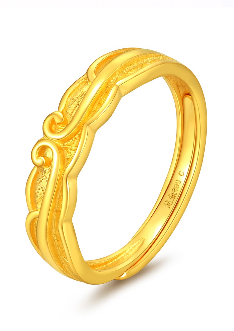 老庙黄金足金精品戒指一生所爱情侣爱人男女对戒金重约42g男戒