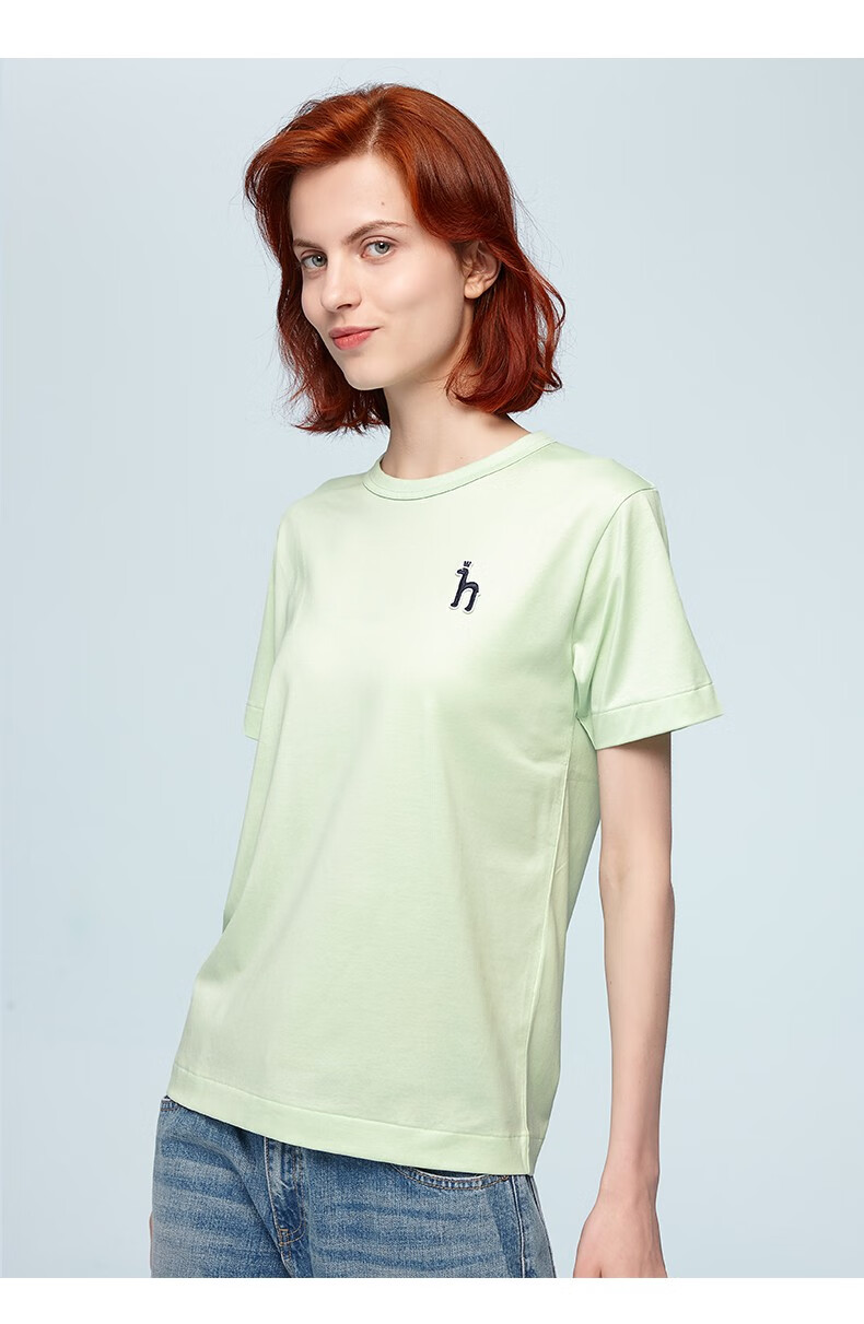 【商场同款】哈吉斯hazzys 夏季新款t恤女简约活力圆领休闲t恤衫astse