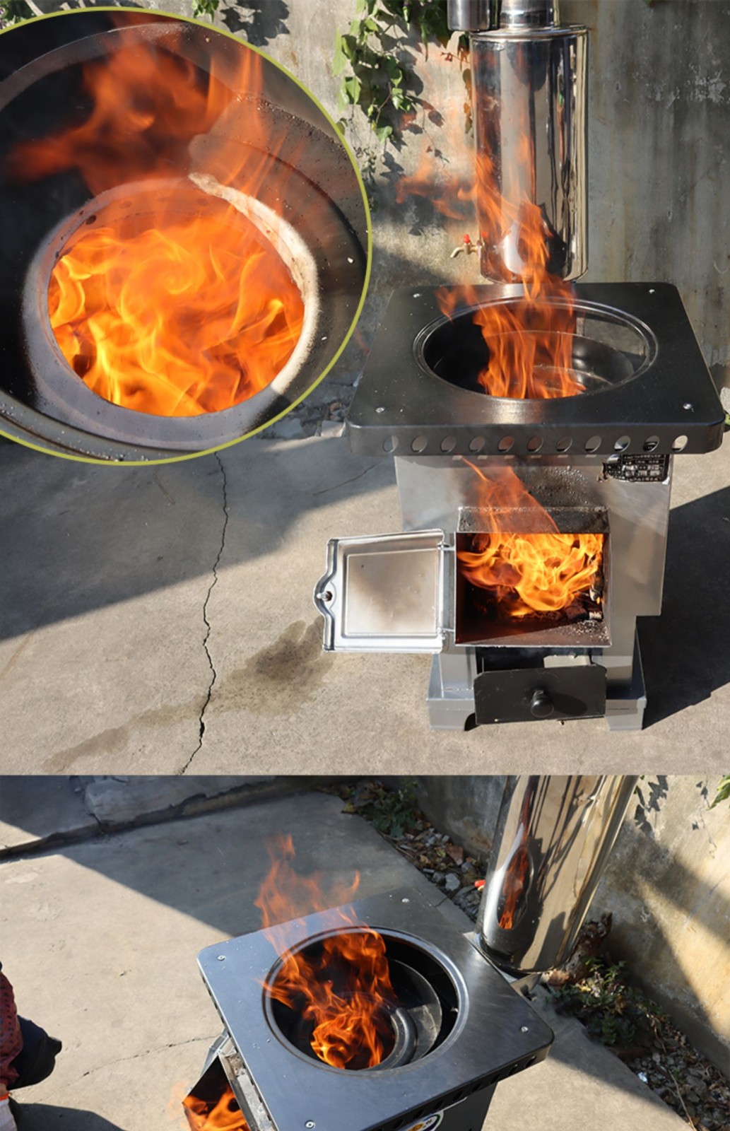 移动便携炉具煜尚农村柴木柴取暖炉具户外移动大锅台固定款气化炉配件