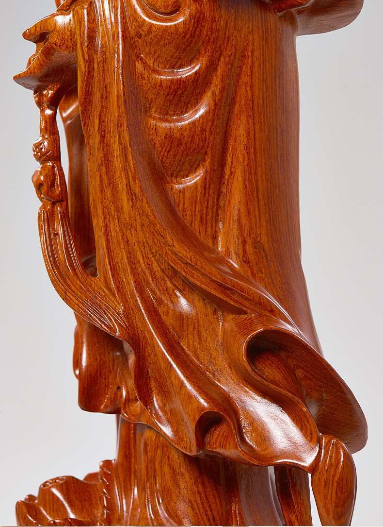 云儒唐樊yunrvtf花梨客厅摆件木雕观音佛像站立像实木雕刻装饰摆件观