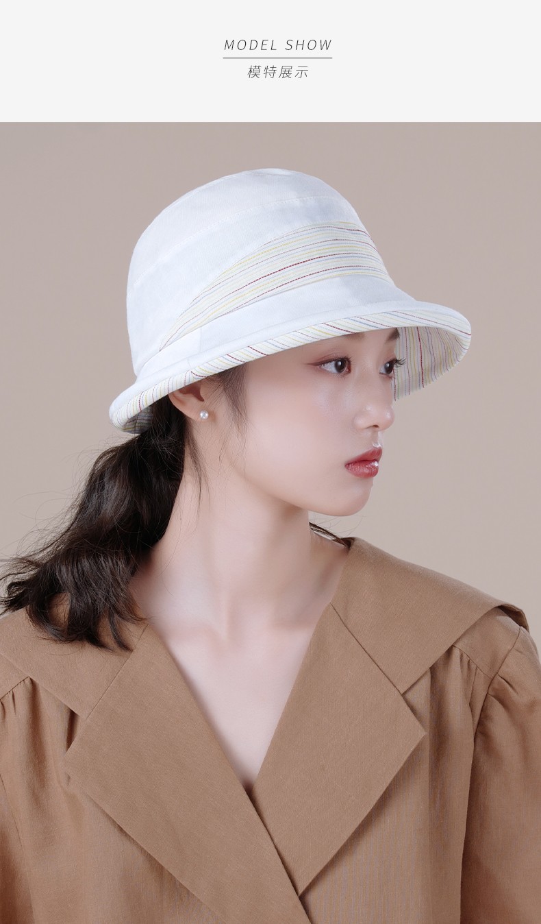 新款出游度假防晒太阳帽棉简约渔夫帽户外度假遮阳帽藕色575cm可调节