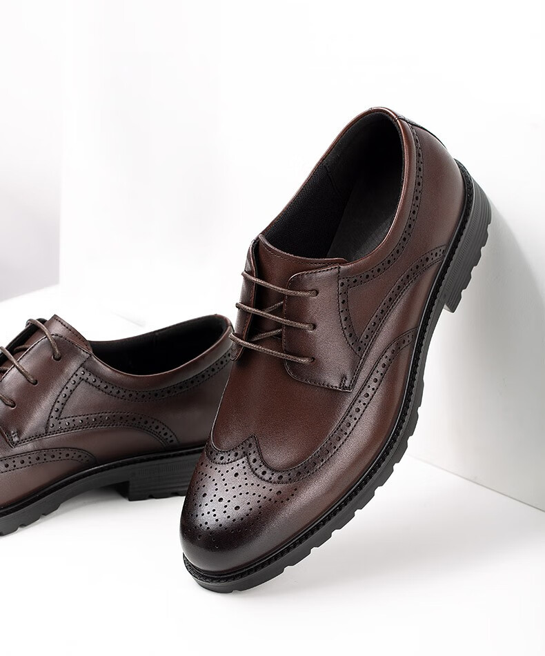 七面qimian果冻布洛克雕花正装皮鞋商务德比男士青年皮鞋通勤上班穿