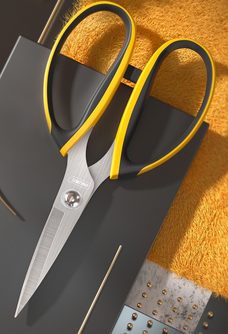 得力deli不锈钢剪刀多功能剪厨房办公室裁剪家用包胶金属剪刀170mm